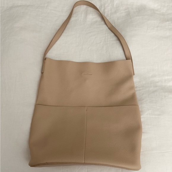 Anthropologie Beige The Joss Faux-Leather Bucket Tote w/Mini Pouch - Picture 1 of 7